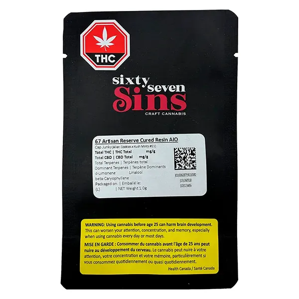 Image for 67 Artisan Reserve Cured Resin AIO, cannabis vapes by Sixty Seven Sins