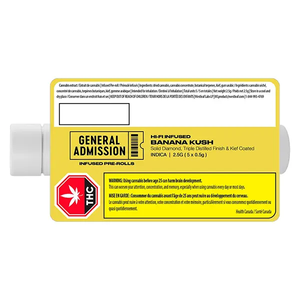 Image for Banana Kush Hi-Fi Infused Pre-Roll, cannabis pre-rolls by General Admission