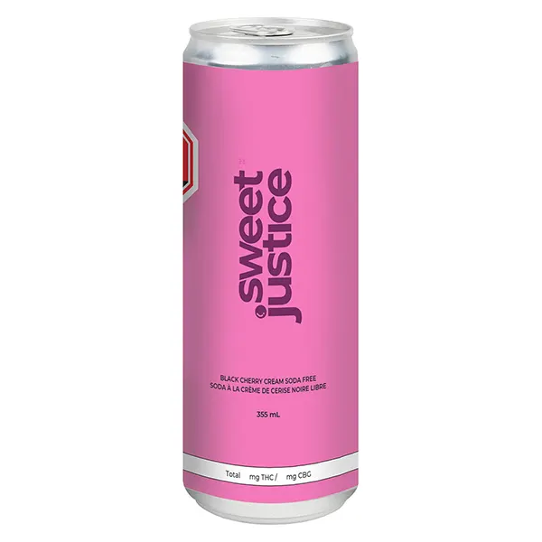 Image for Black Cherry Cream Soda Free 10THC + 10 CBG, cannabis beverages by Sweet Justice