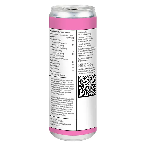 Image for Black Cherry Cream Soda Free 10THC + 10 CBG, cannabis beverages by Sweet Justice