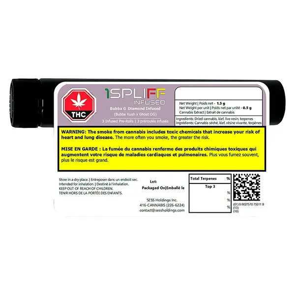 Image for Bubba G Diamond Infused Pre-Roll, cannabis pre-rolls by 1Spliff