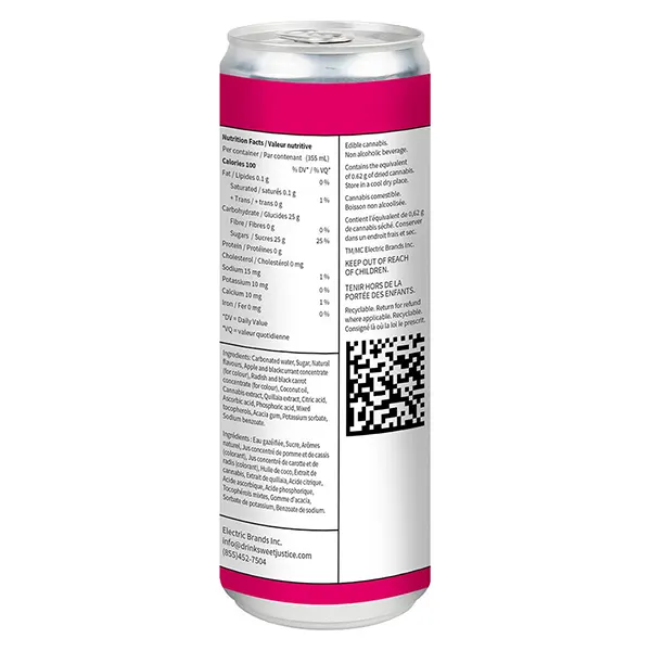 Image for Cranberry Ginger Ale 10THC + 10 CBG, cannabis beverages by Sweet Justice