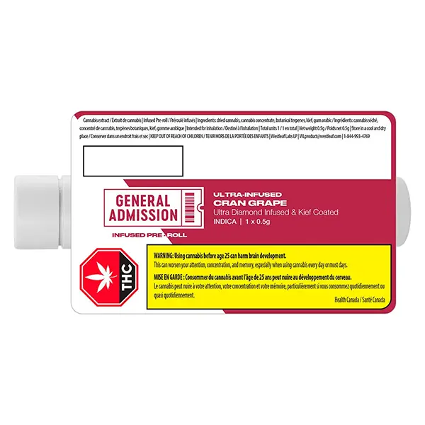 Image for Cran Grape Diamond Infused Pre-Roll, cannabis pre-rolls by General Admission