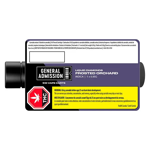 Image for Frosted Orchard Liquid Diamond 510 Thread Vape Cartridge, cannabis vapes by General Admission