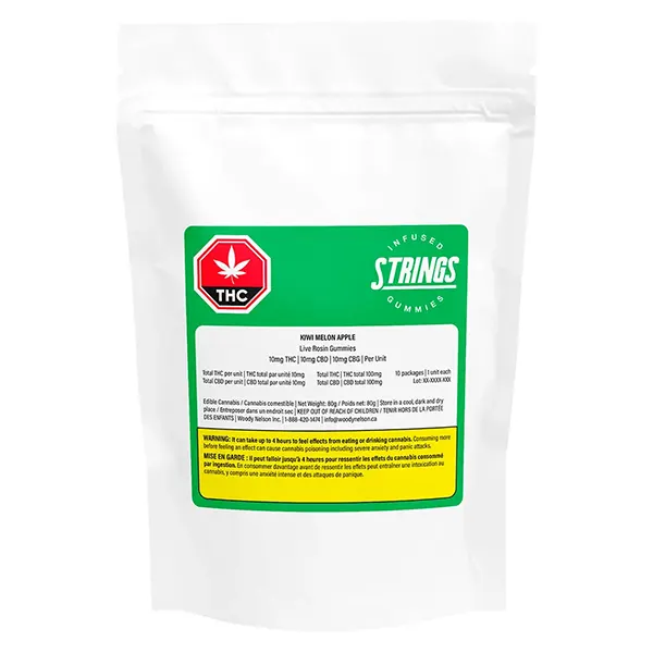 Image for Kiwi Melon Apple 1:1:1 Live Rosin Gummies, cannabis edibles by Strings