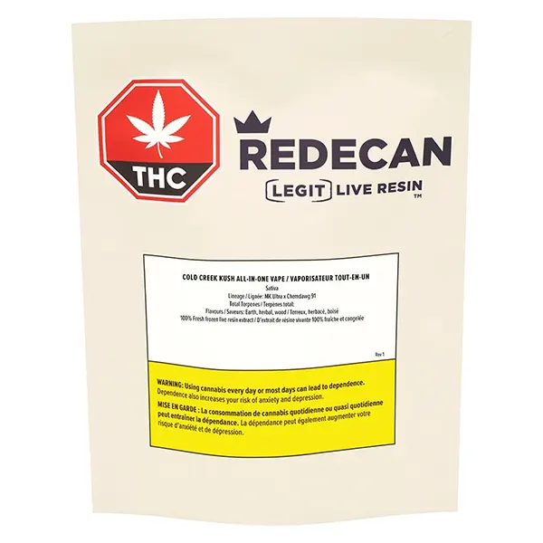 Image for Legit Live Resin Cold Creek Kush All-In-One Vape, cannabis vapes by Redecan
