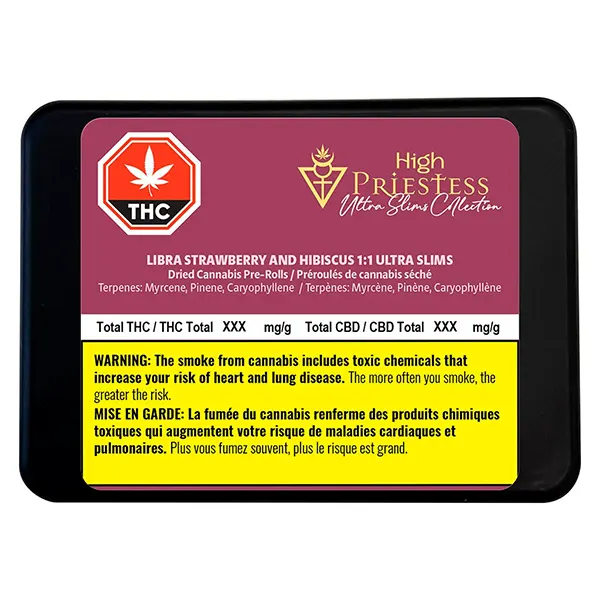 Image for Libra Strawberry and Hibiscus 1:1 Ultra Slims, cannabis all products by High Priestess