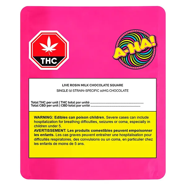 Image for Live Rosin Milk Chocolate Square, cannabis edibles by A-Ha!