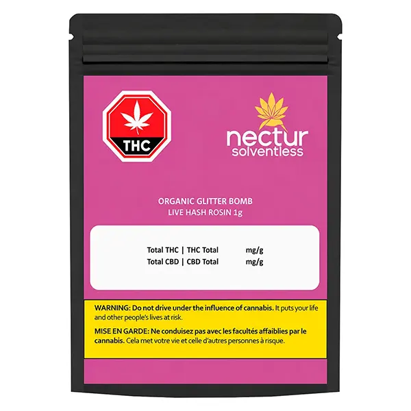 Image for Organic Glitter Bomb Live Hash Rosin, cannabis concentrates by Nectur Solventless