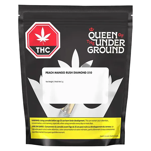 Image for Peach Mango Rush Diamond 510 Thread Cartridge, cannabis vapes by Queen of the Underground