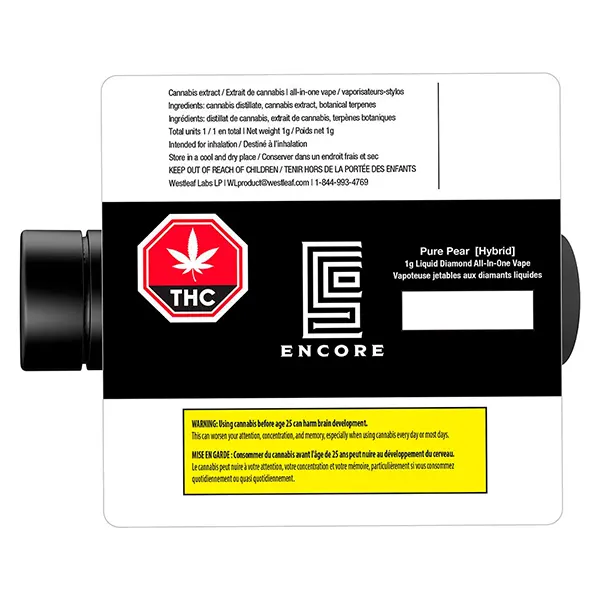 Image for Pure Pear Liquid Diamond All-In-One Vape, cannabis vapes by Encore Supply Co