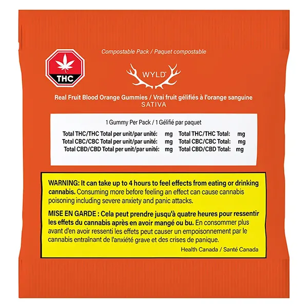 Image for Real Fruit Blood Orange SATIVA 1:1 THC:CBC Gummies Multipack, cannabis all products by WYLD