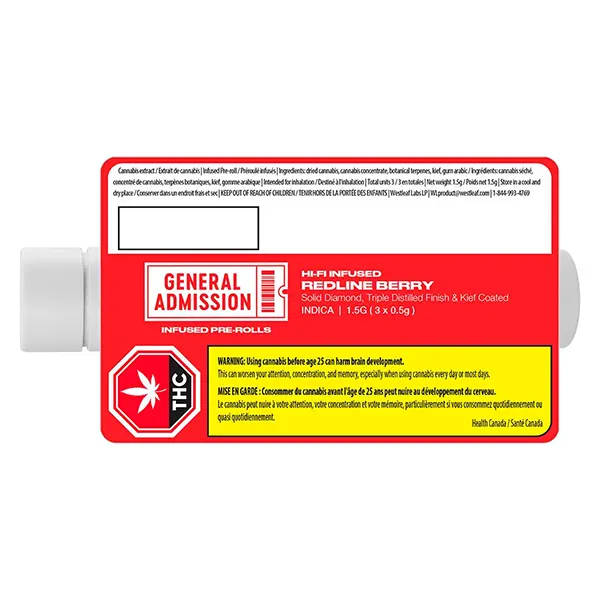 Image for Redline Berry Hi-Fi Infused Pre-Roll, cannabis pre-rolls by General Admission