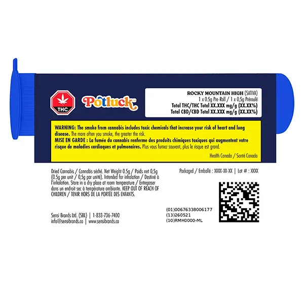 Image for Rocky Mountain High Pre-Roll, cannabis pre-rolls by Potluck