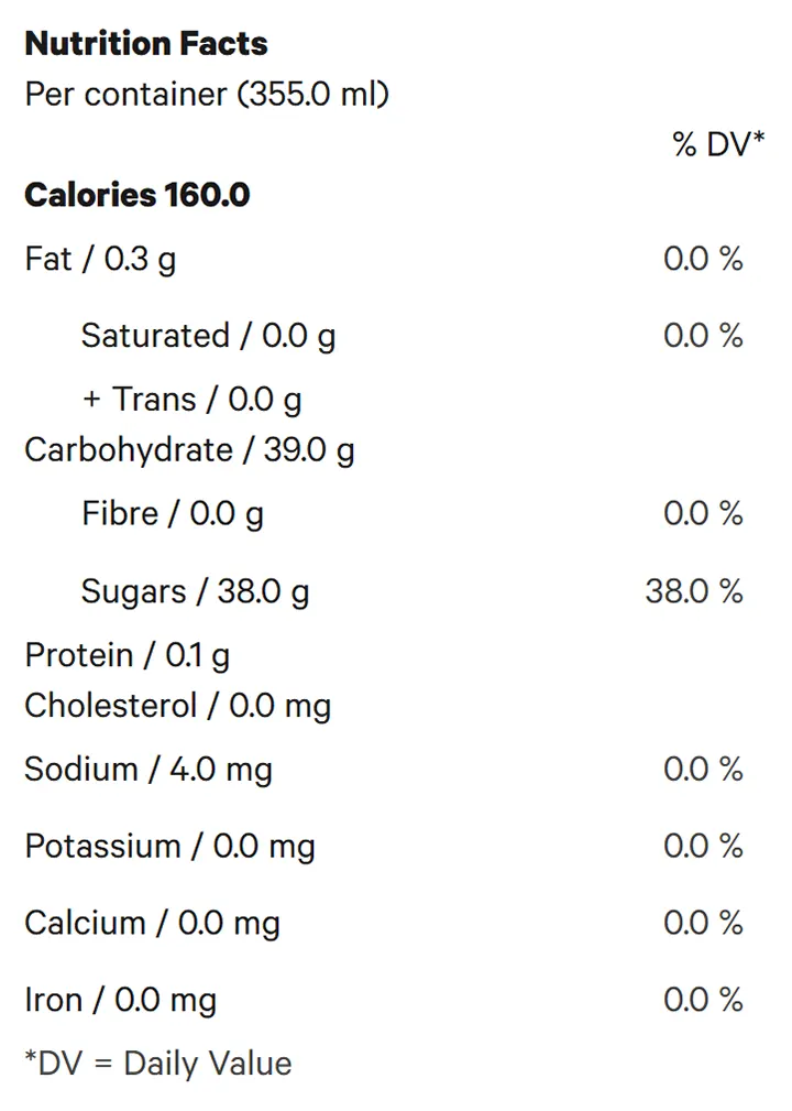 Nutrition Information for Root Beer 4pk (Beverages) by XMG