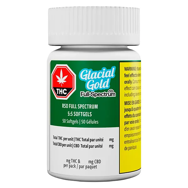 Image for RSO Full Spectrum 5:5 Softgels, cannabis capsules, softgels by Glacial Gold