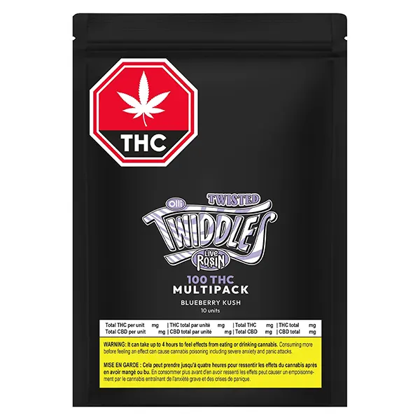 Image for 100 THC Multipack Live Rosin Twisted Blueberry Kush, cannabis edibles by Twiddles