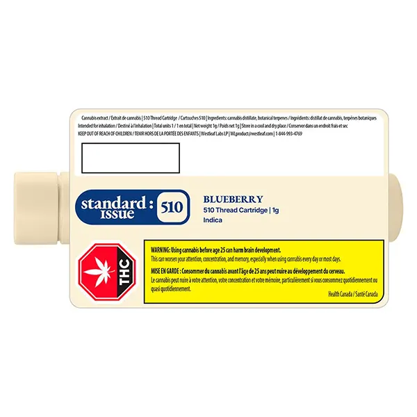 Image for Blueberry 510 Thread Vape Cartridge, cannabis vapes by Standard Issue