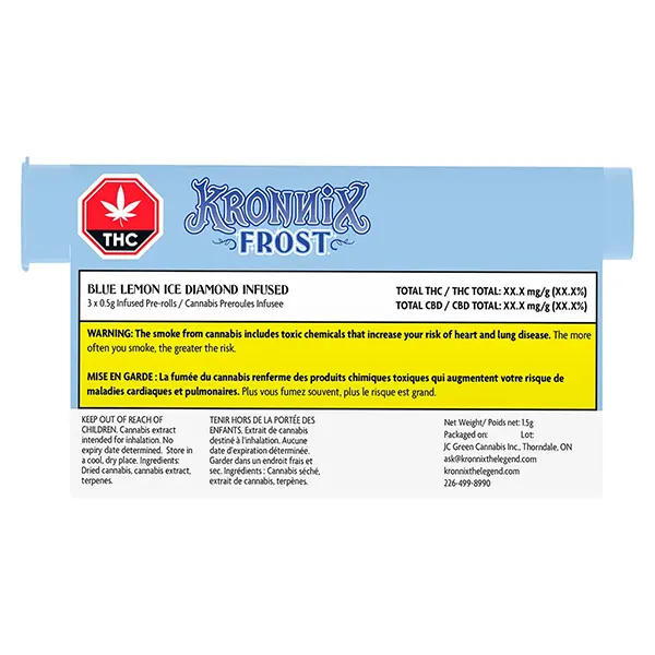 Image for Blue Lemon Ice Diamond Infused Pre-Roll, cannabis pre-rolls by Kronnix