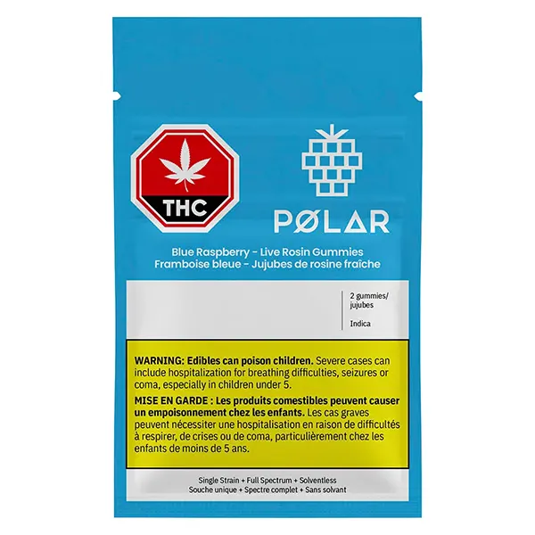 Image for Blue Raspberry Live Rosin Gummies, cannabis edibles by Polar
