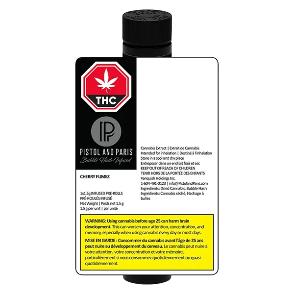Image for Cherry Fumez Bubble Hash Infused, cannabis pre-rolls by Pistol and Paris