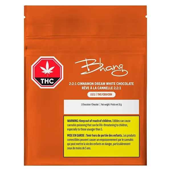 Image for Cinnamon Dream 2:2:1 THC/CBD/CBN White Chocolate, cannabis edibles by Bhang