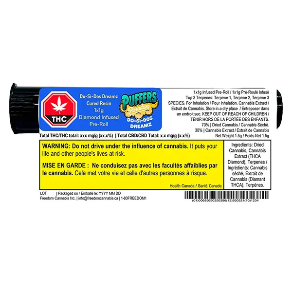 Image for Do-Si-Dos Dreamz Infused Pre-Roll, cannabis pre-rolls by Puffer's Paradise