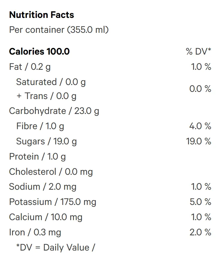 Nutrition Information for Peach Cranberry Cold Brew Tea (Coffees, Teas) by Solei