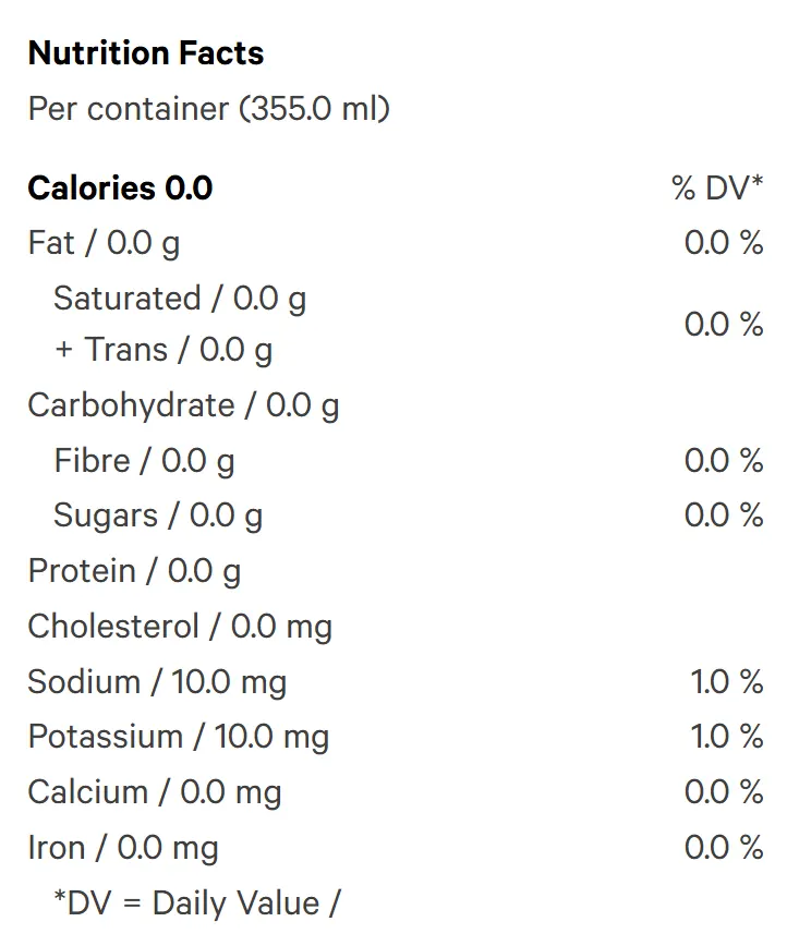 OG Cola FREE (Soft Drinks) Nutrition Table