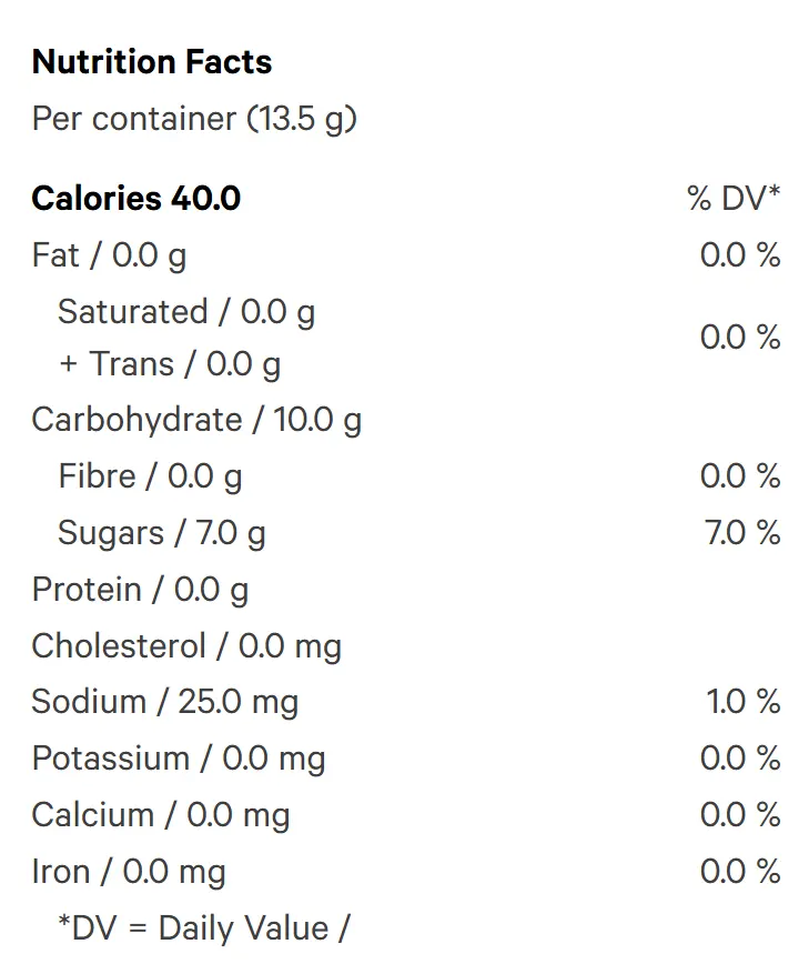 Brown Sugar Boba Full Spectrum Vegan Soft Chews (Gummies) Nutrition Table