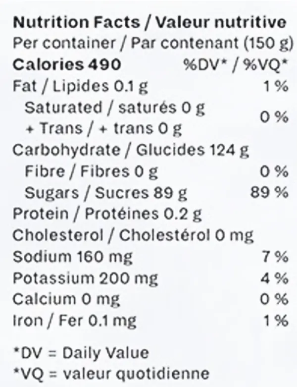 Edi's CBD Blood Orange Soft Chews (Gummies) Nutrition Table