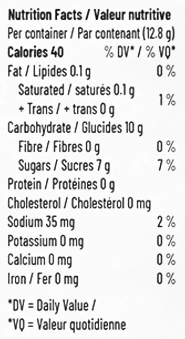 Island Punch Soft Chews 1:1 (Gummies) Nutrition Table