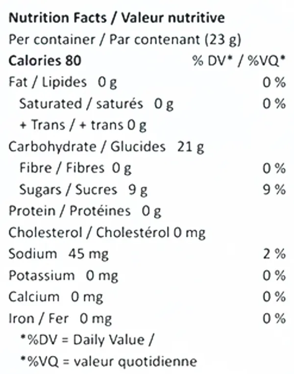 Nutrition Information for Live Rosin Sour Peach Soft Chews (Gummies) by Leisure Club