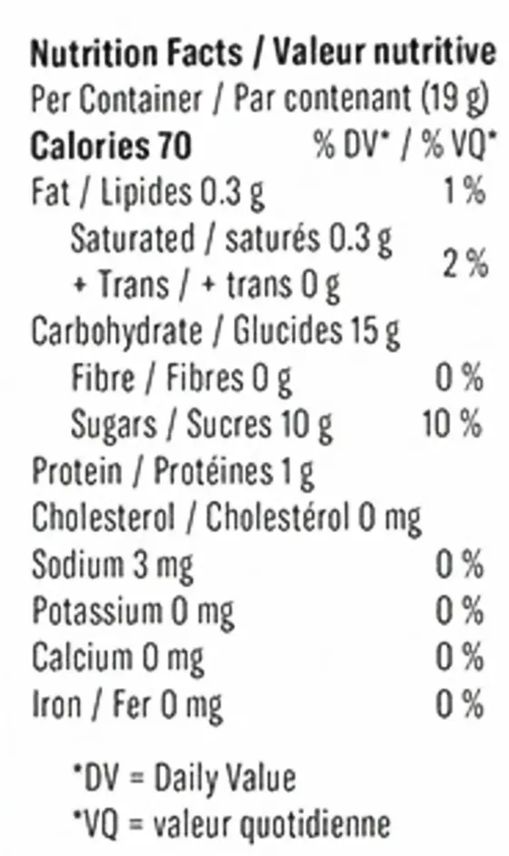 Mondo Grapes Live Resin Soft Chews (Gummies) Nutrition Table