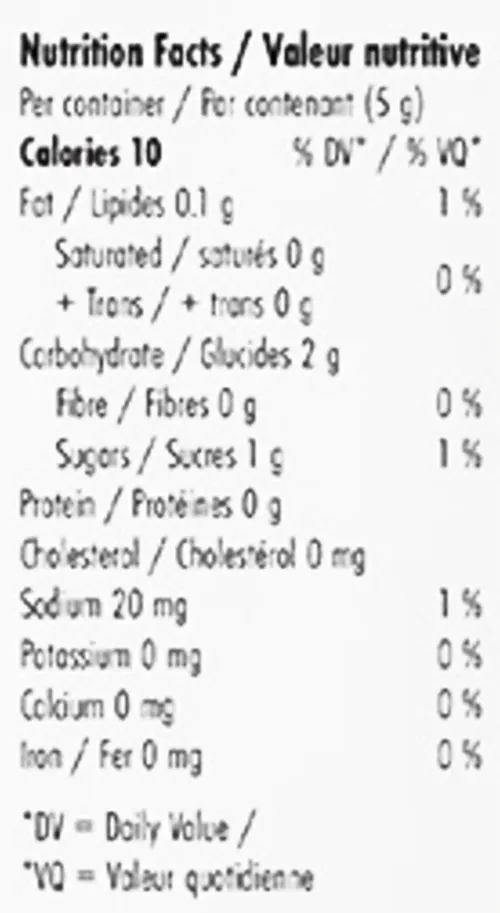 Neon Rush Cali Blast Gummy (Gummies) Nutrition Table