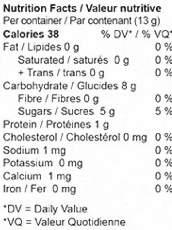 Peach Iced Tea Hash Rosin Duos (Gummies) Nutrition Table