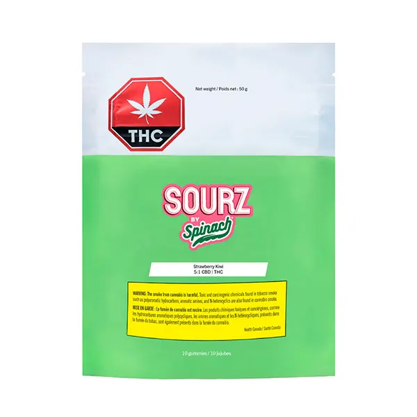 Image for Strawberry Kiwi 5:1 CBD+THC Gummies, cannabis all products by SOURZ by Spinach