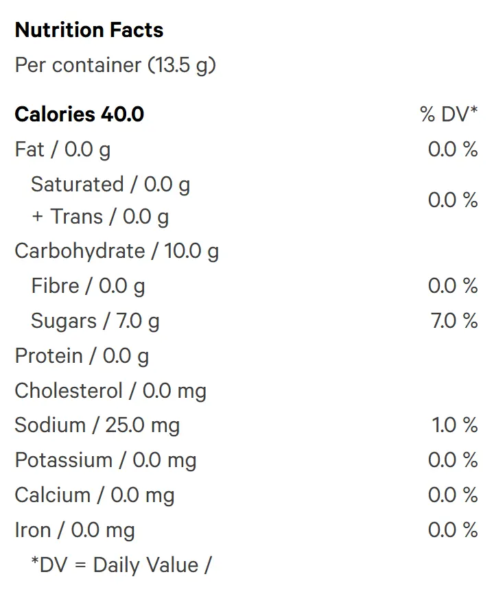 Taro Milk Tea Full Spectrum Vegan Soft Chews (Gummies) Nutrition Table