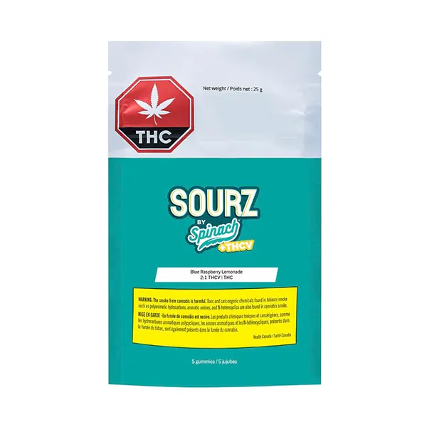 Image for THC+THCv Blue Raspberry Lemonade (Full Tilt) Gummies, cannabis all products by SOURZ by Spinach