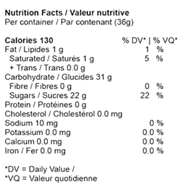 Ultra Low Tropical Breeze (Gummies) Nutrition Table