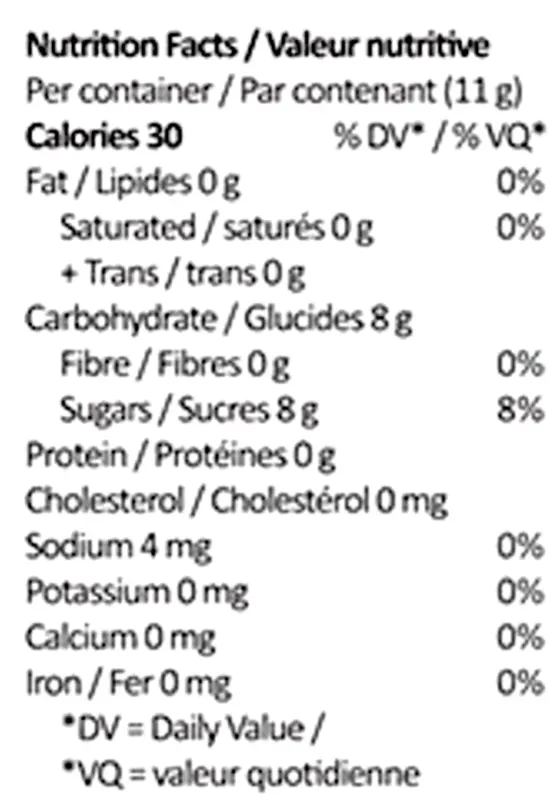 Wild Cherry Night Flight (Gummies) Nutrition Table