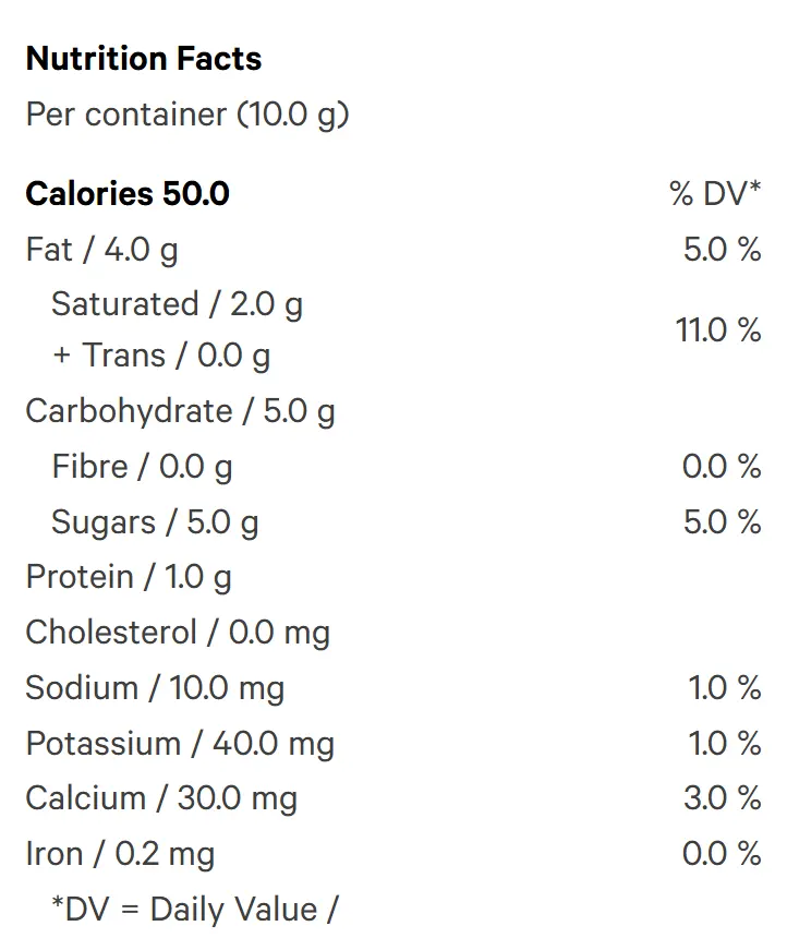 MICROLIFE Balanced 1:1 Caramel Chocolate (Chocolates) Nutrition Table