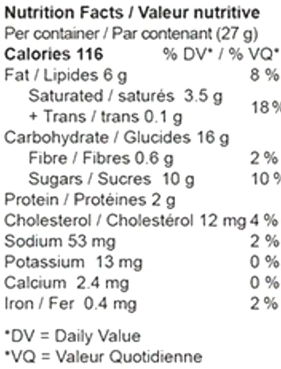 Chocolate Chip Cookie (Baked Goods) Nutrition Table