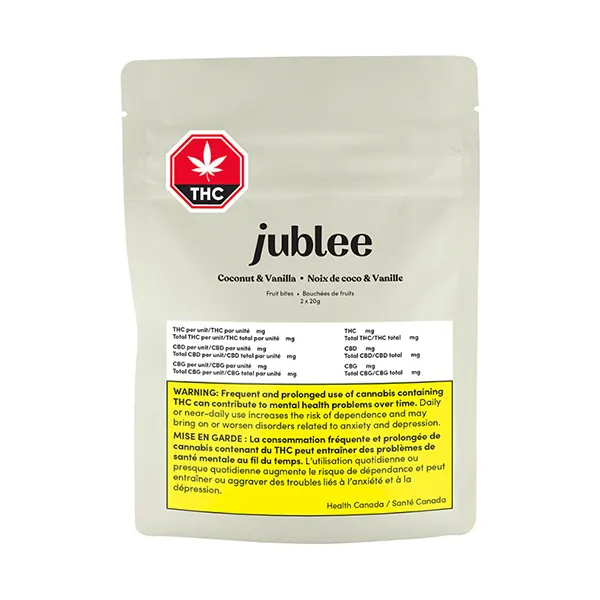Image for Coconut & Vanilla Fruit Bite THC:CBD:CBG, cannabis baked goods by Jublee