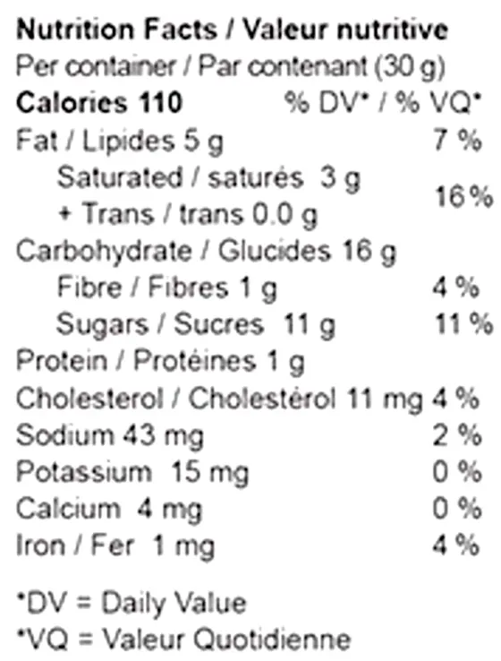 Double Chocolate Cookie (Baked Goods) Nutrition Table