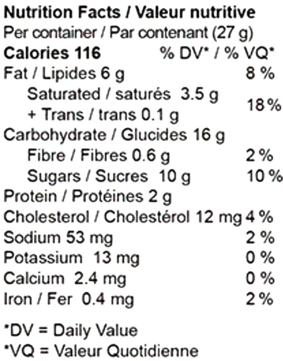 Nighttime CBN Cookie (Baked Goods) Nutrition Table