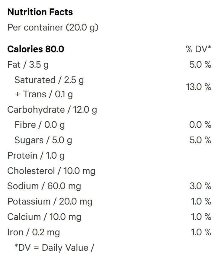 S'mores Cookie (Baked Goods) Nutrition Table