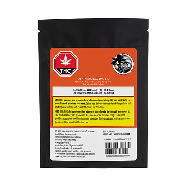 Image for DEATH MANGO THC 510 Thread Cartridge, cannabis 510 cartridges by Pure Trichomes