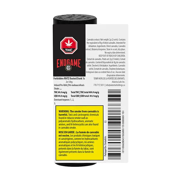 Image for Forbidden RNTZ Dusted Dank 1's Infused Pre-Roll, cannabis all products by Endgame