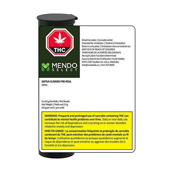 Image for Sativa Sunrise Pre-Roll, cannabis all products by Mendo Select